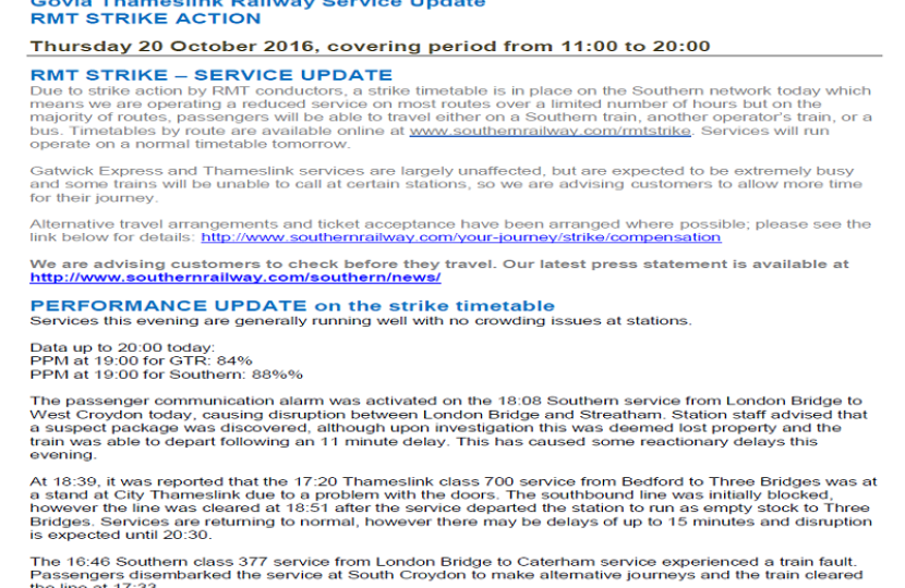 GTR Performance Update: Monday 17 October - Friday 21 October