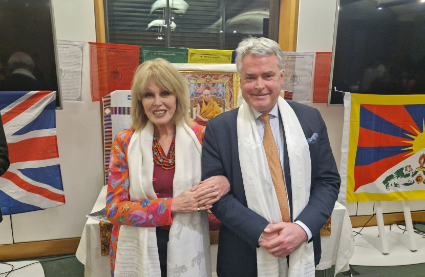 With Joanna Lumley in support of Tibet