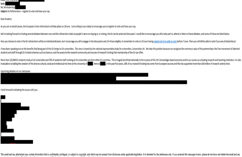 Students lobbied by Vice Chancellor to vote Remain