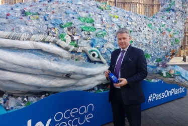 Plastic whale outside Parliament!